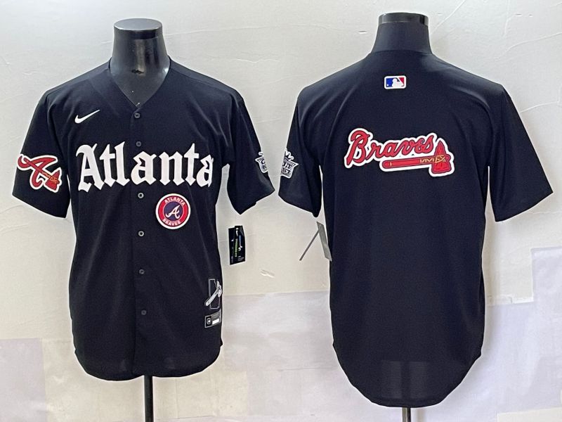 Men 2025 Atlanta Braves Blank Black Five generations Joint Name Nike MLB Jersey style 10